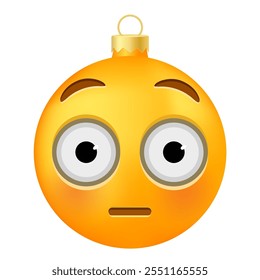 Emoji Christmas tree ball or toy flushed face