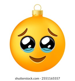 Bola ou brinquedo da árvore de Natal Emoji com rosto de lágrimas felizes