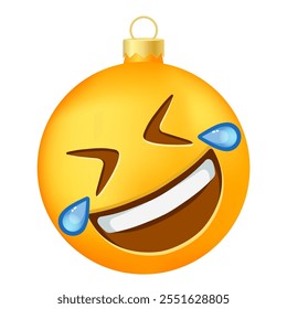 Emoji Christmas tree ball or toy with laughing face