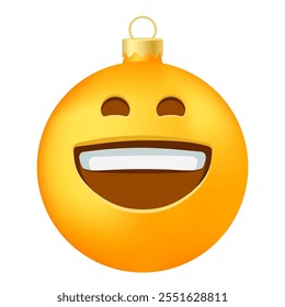 Emoji Christmas tree ball or toy with grinning face