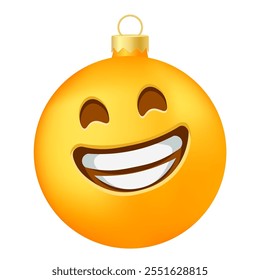 Emoji Christmas tree ball or toy with grinning face