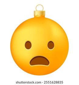 Emoji Christmas tree ball or toy with frowning face