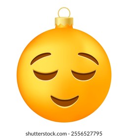 Emoji Christmas tree ball or toy with slightly smiling face