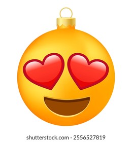 Emoji Christmas tree ball or toy with heart eyes face