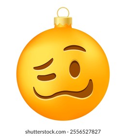 Emoji Christmas tree ball or toy with woozy face