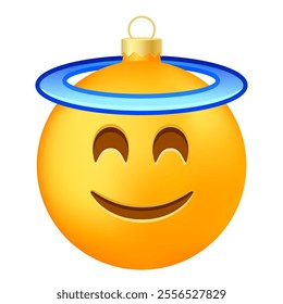 Emoji Christmas tree ball or toy with halo face