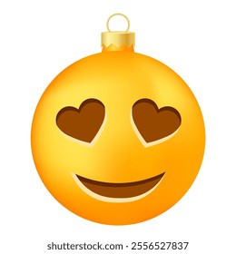 Emoji Christmas tree ball or toy with heart eyes face