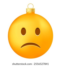 Emoji Christmas tree ball or toy with slightly frowning face