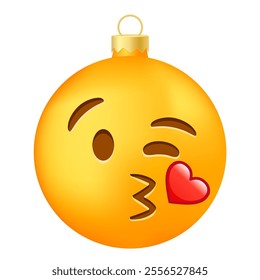 Emoji Christmas tree ball or toy with sends kiss face