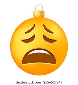 Emoji Christmas tree ball or toy with tired face