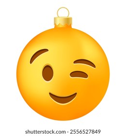 Emoji Christmas tree ball or toy with winking face