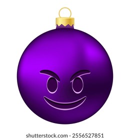 Emoji Christmas tree ball or toy with smiling evil face