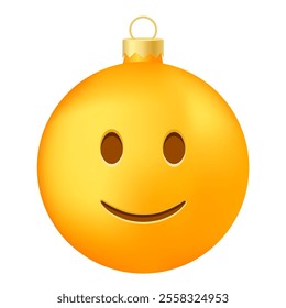 Emoji Christmas tree ball or toy with slightly smiling face