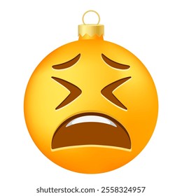 Emoji Christmas tree ball or toy with tired face