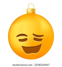 Emoji Christmas tree ball or toy with woozy face