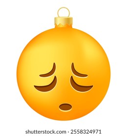 Emoji Christmas tree ball or toy with tired face