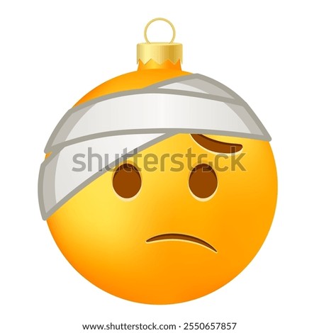 Emoji Christmas tree ball or toy with head bandage face