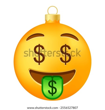 Emoji Christmas tree ball or toy with money mouth face