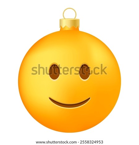 Emoji Christmas tree ball or toy with slightly smiling face