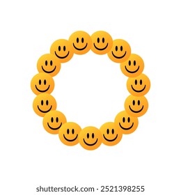 Moldura de círculo de Emoji. Feliz sorriso em volta do design de borda
