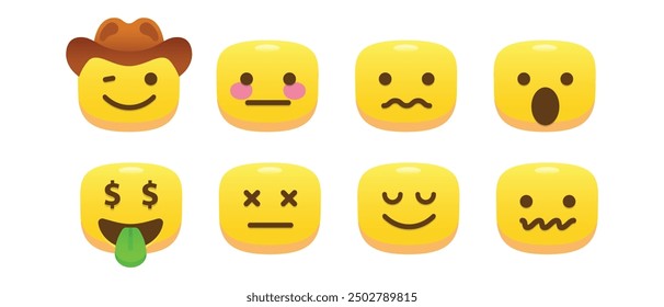 Emoji collection illustrate with cute various face and expression in white background