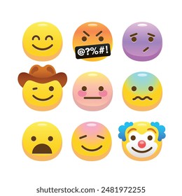 Emoji collection illustrate with various face and expression in colorful 3D style