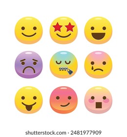 Emoji collection illustrate with various face and expression in colorful 3D style