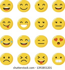 Emoji collection, Set of happy, smile, laughing, joyful, sad, angry and crying faces yellow emoticons