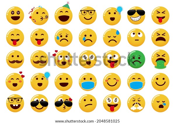 Emoji Collection Vector Set Emoticons Cute Stock Vector (Royalty Free ...