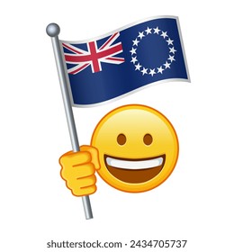 Emoji with Cook Islands flag Large size of yellow emoji smile