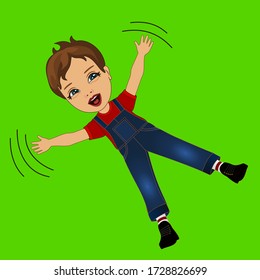 emoji with a cool boy who is lying and laughing, ha-ha emoticon on a green isolated background