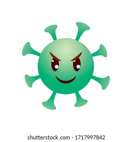 Emoji coronavirus concept, angry coronavirus emoji icon over white background, gradient style, vector illustration