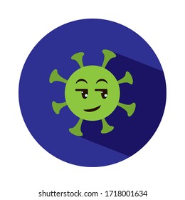 Emoji coronavirus concept, serius coronavirus emoji icon over white background, block style, vector illustration