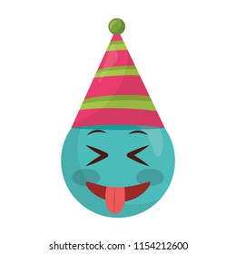 emoji crazy with hat party kawaii character icon