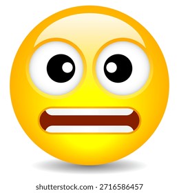 Ilustración vectorial de la cara de Emoji cringe aislada sobre fondo blanco