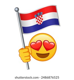 Emoji with Croatia flag Large size of yellow emoji smile