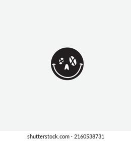 Emoji with crossed eyes in graffiti style . Cartoon or comic style logotype or icon. Vector illustration
