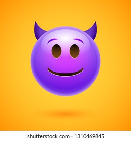 Emoji crtoon devil bad face angry or happy emoticon man scary.