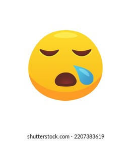 Emoji weinend Gesicht flach Symbol für Web-Design. Cartoon-gelbe Emotionskreis Symbol lächeln, lachen und weinen einzelne Vektorgrafik. Empfindlicher Ausdruck