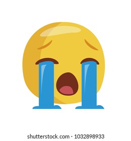 Emoji crying. Isolated Vector Illustration. Flat design