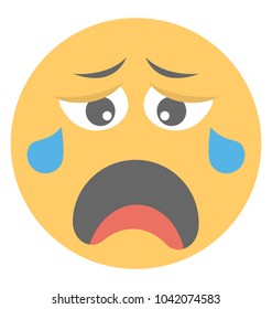 An emoji crying with tears