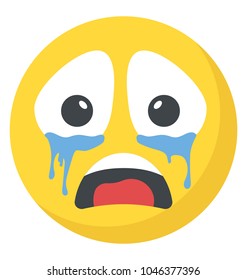 An emoji crying with tears