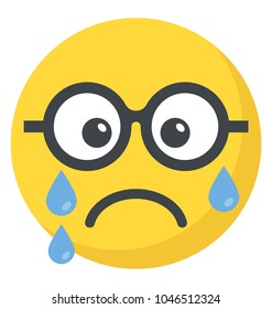 An emoji crying with tears