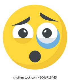 An emoji crying with tears