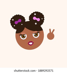 emoji of cute girl doing peace sign