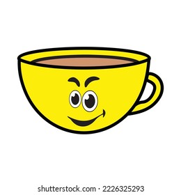 Emoji cute tea cup art 