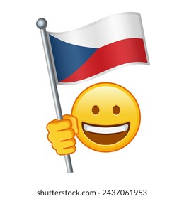 Emoji with Czechia flag Large size of yellow emoji smile
