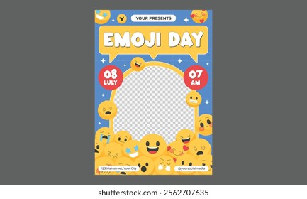 Emoji Day Flyer. Creative vector illustration design