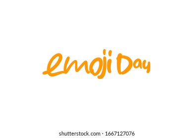 Emoji Day hand drawn lettering text. Vector illustration