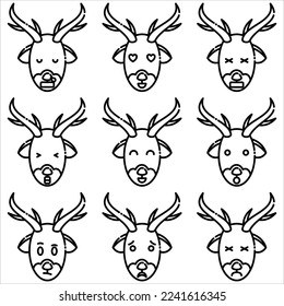 Emoji deer icon outline style part four
